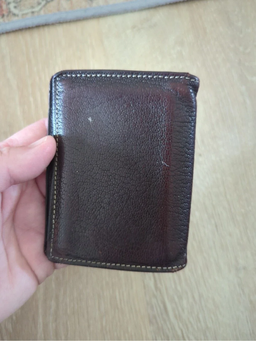 TUMI Slim Bifold Wallet Card Case Brown Textured Leather ID Window Men's